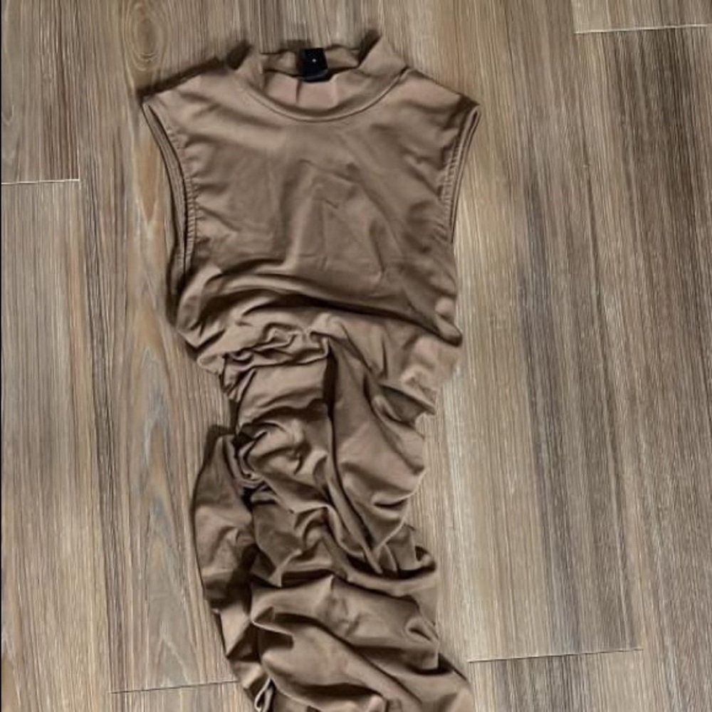 SHEIN Brown Ruched Bodycon Dress
